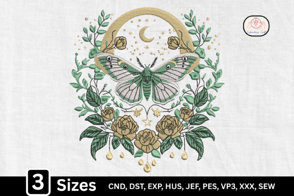 Celestial Green Moon Butterfly Moth Design Review