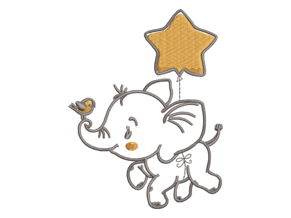 Cute Baby Elephant Star Balloon Embroide Review