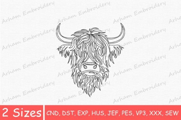 Rustic Highland Cow Head Line Art Review