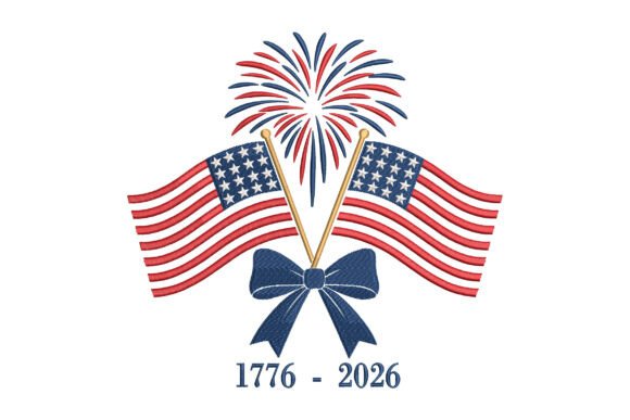 USA Flags Fireworks Bow 1776-2026 Design Review